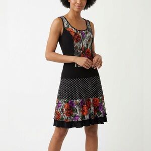 Joseph Ribkoff Black Dress with Floral and Zebra Print